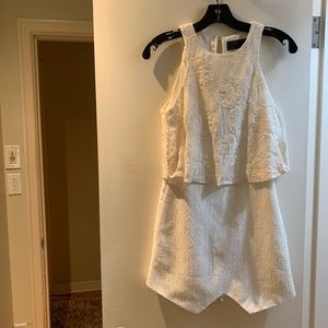 Line and Dot White Dress/Romper